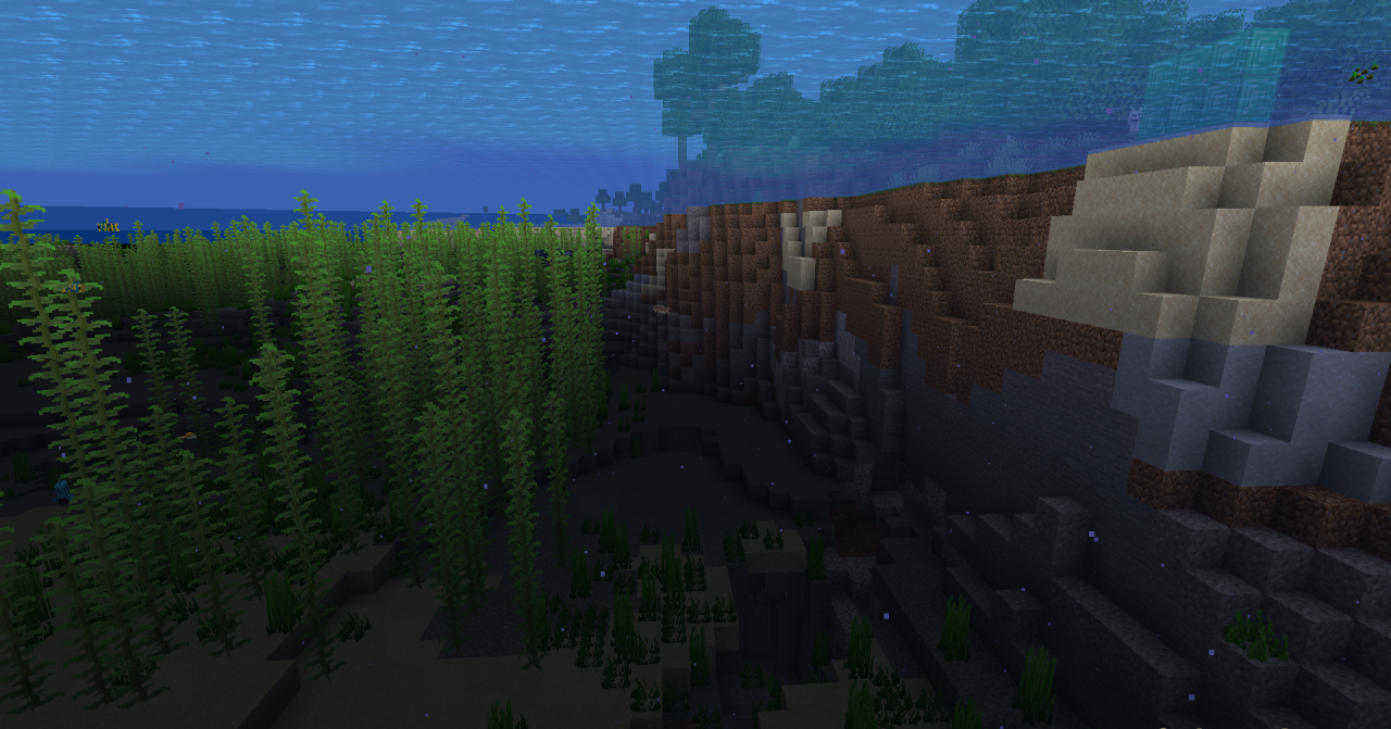 Clear Water & Lava Mod - widoczność w lawie porównanie przed i po instalacji